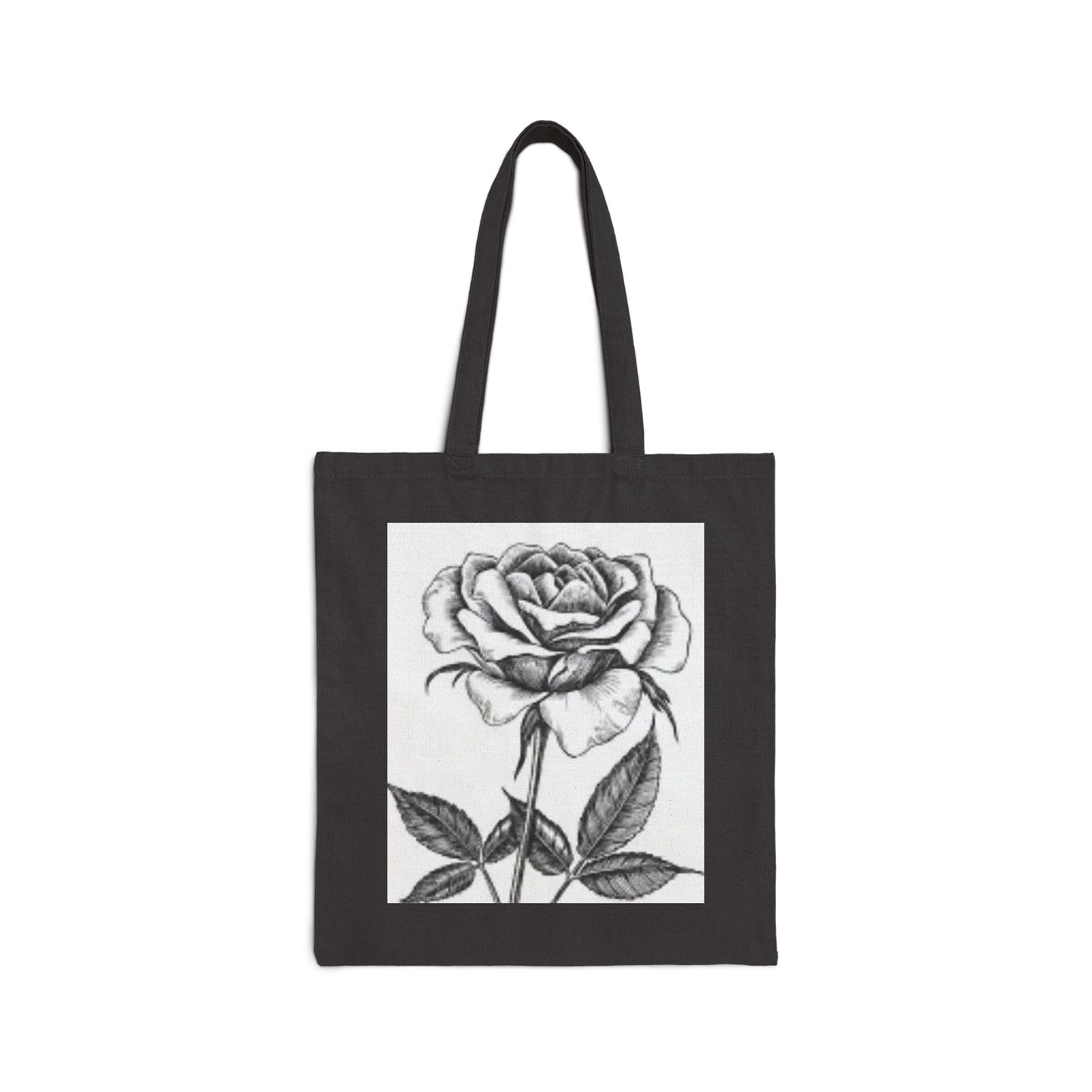 Elegant Floral Cotton Canvas Tote Bag - Vintage Rose Design